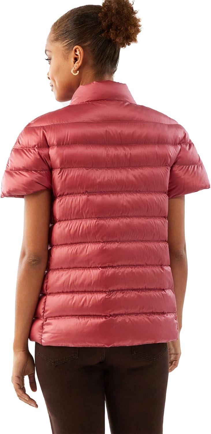 imageMartha Stewart Womens Quilted Down Puffer Vest Lightweight Short Sleeve Jacket with Pockets Warm Winter CoatTerracotta