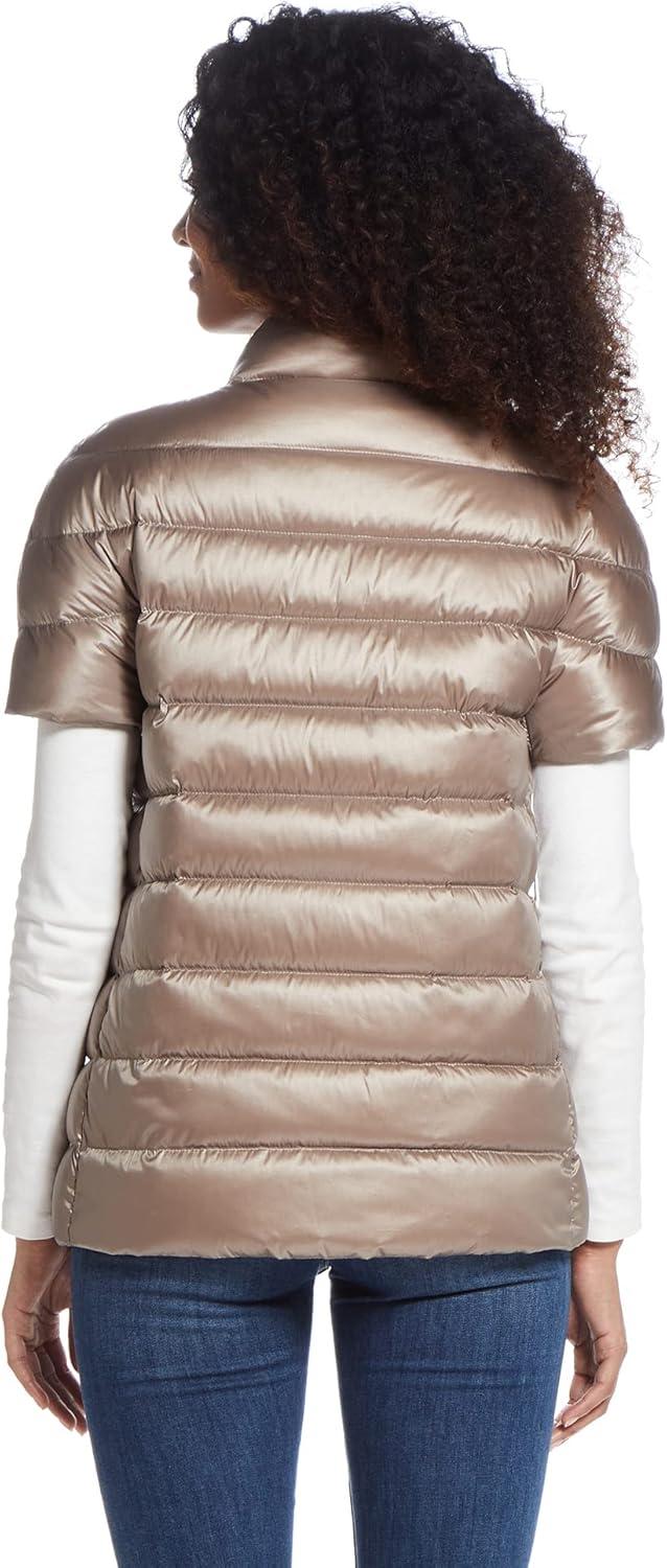 imageMartha Stewart Womens Quilted Down Puffer Vest Lightweight Short Sleeve Jacket with Pockets Warm Winter CoatToasted Taupe
