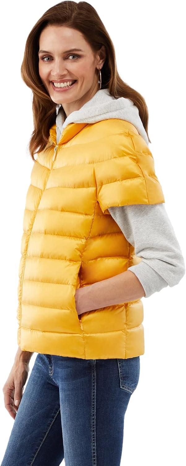 imageMartha Stewart Womens Quilted Down Puffer Vest Lightweight Short Sleeve Jacket with Pockets Warm Winter CoatYellow