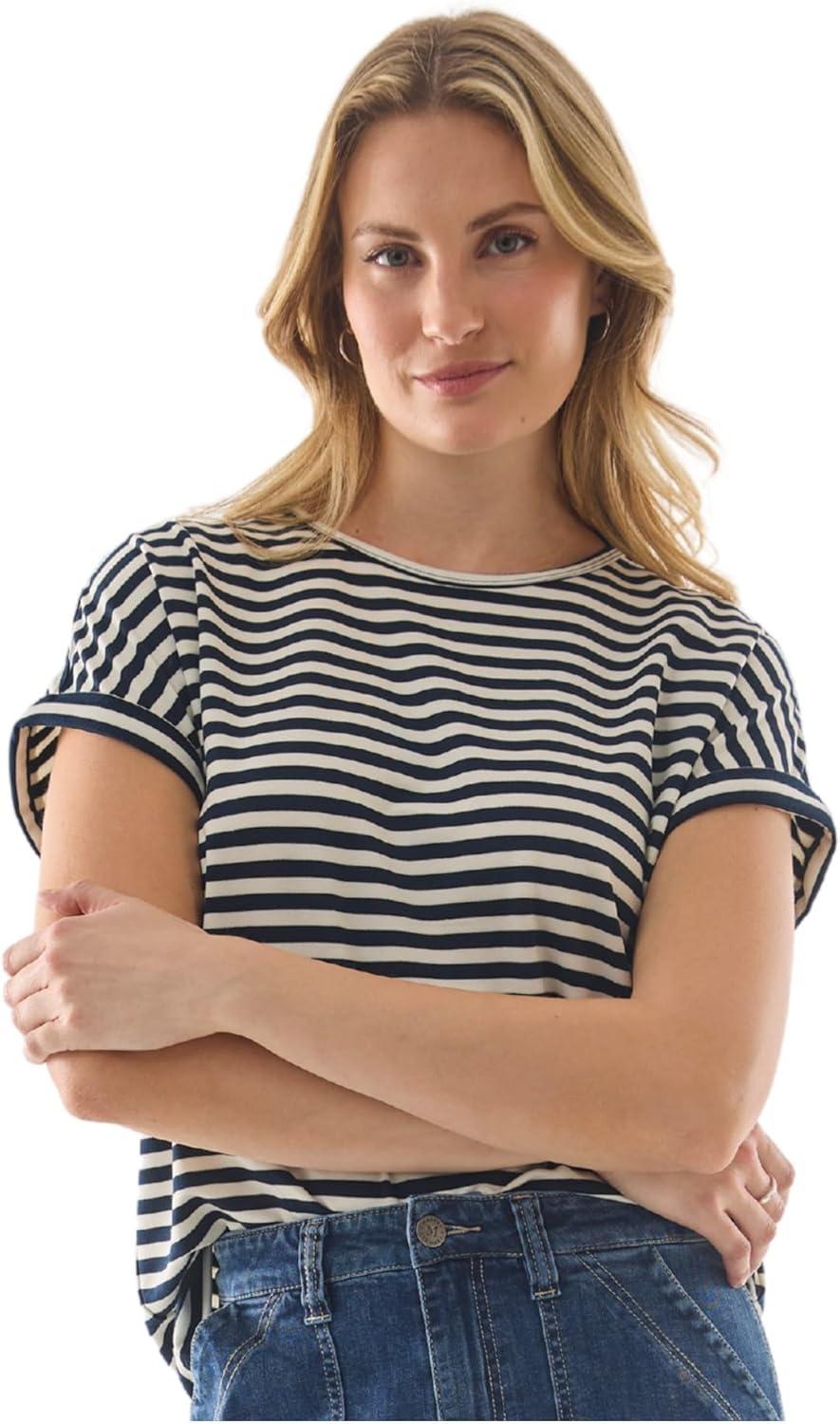imageMartha Stewart Womens Short Sleeve Relaxed TShirt Soft Garden Top Casual Summer TeeSky CaptainCoconut Milk