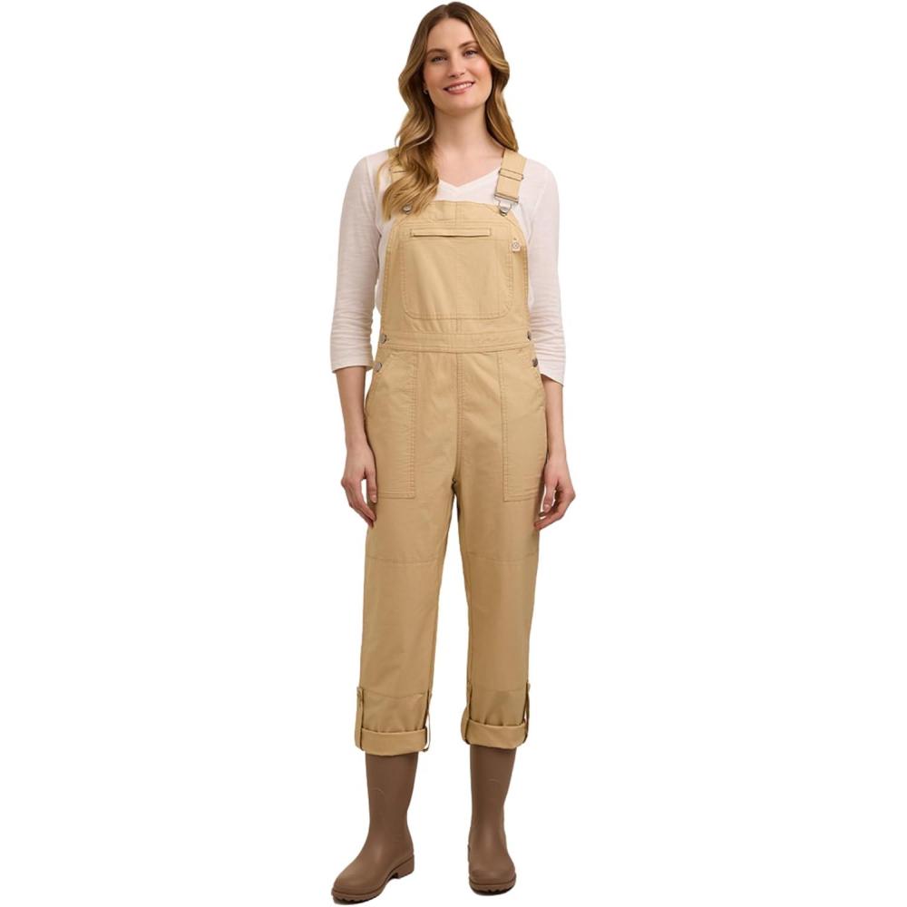 imageMartha Stewart Convertible Overall Denim Utility Jumpsuit Adjustable Cotton Workwear Stretch BibsSand