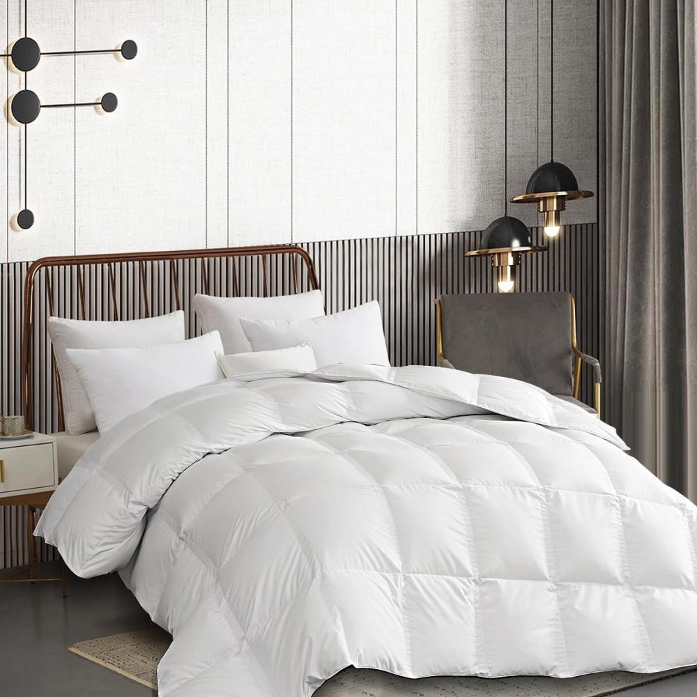 imageMartha Stewart King Size Goose Down Fiber Comforter 100 Cotton Duvet Insert King 1cm Breathable Panel Hotel Luxury Hypoallergenic Comforter 50oz All Season Medium Warmth 106x90White