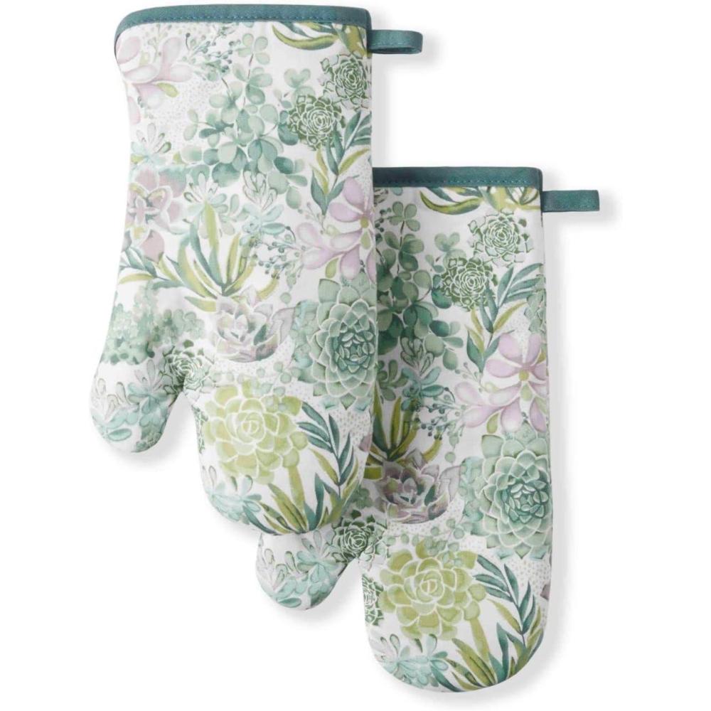 imageMartha Stewart Succulents Oven Mitt 2Pack Set Green 7x13Succulents