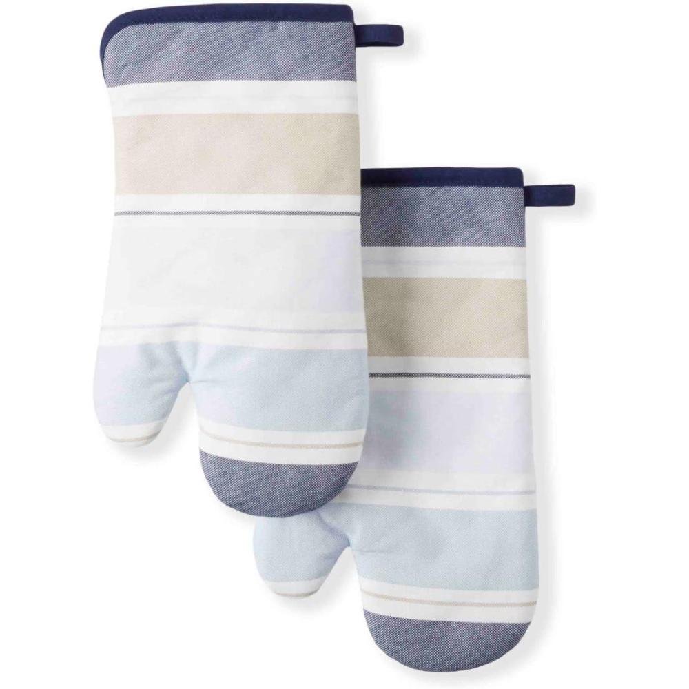 imageMartha Stewart Succulents Oven Mitt 2Pack Set Green 7x13Thin Stripe