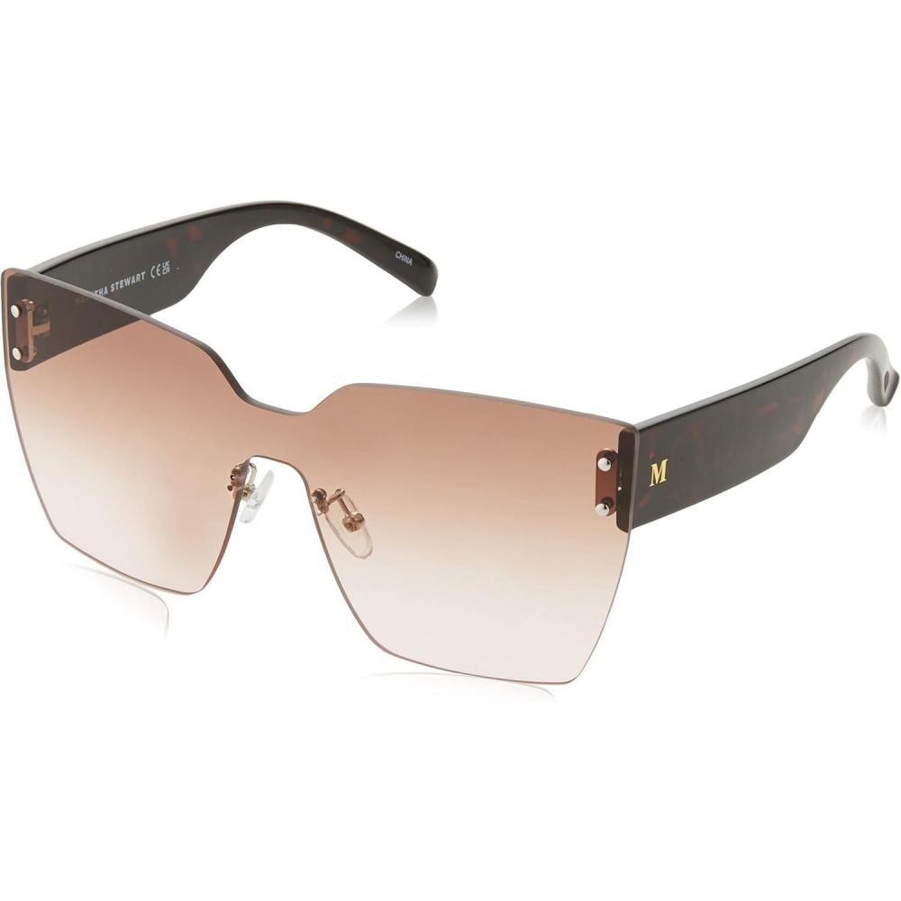 imageMartha Stewart Womens MS188 Oversized UV400 Protective Square Cat Eye Shield SunglassesTimeless Gifts for Her 144mm Tortoise 144 mm