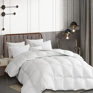 Martha Stewart King Size Goose Down Fiber Comforter, 100% Cotton Duvet Insert King, 1cm Breathable Panel Hotel Luxury Hypoallergenic Comforter 50oz All Season Medium Warmth 106×90(White)