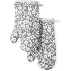 Martha Stewart Succulents Oven Mitt 2-Pack Set, Green, 7″x13″(Ditsy Floral)