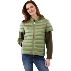 Martha Stewart Women’s Quilted Down Puffer Vest, Lightweight Short Sleeve Jacket with Pockets, Warm Winter Coat(Sage)