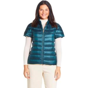 Martha Stewart Women’s Quilted Down Puffer Vest, Lightweight Short Sleeve Jacket with Pockets, Warm Winter Coat(Sea Green)