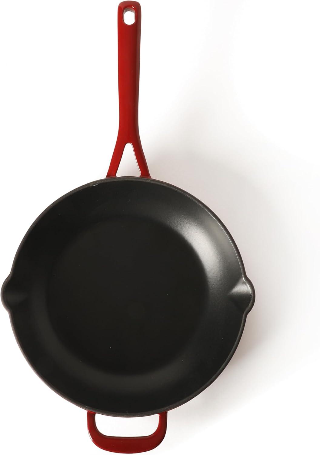 imageMartha Stewart Gatwick 12 Enameled Cast Iron Skillet PFASFree Classic Blue Exterior with Matte Black Enamel Interior Rust Resistant Oven SafeClassic Red