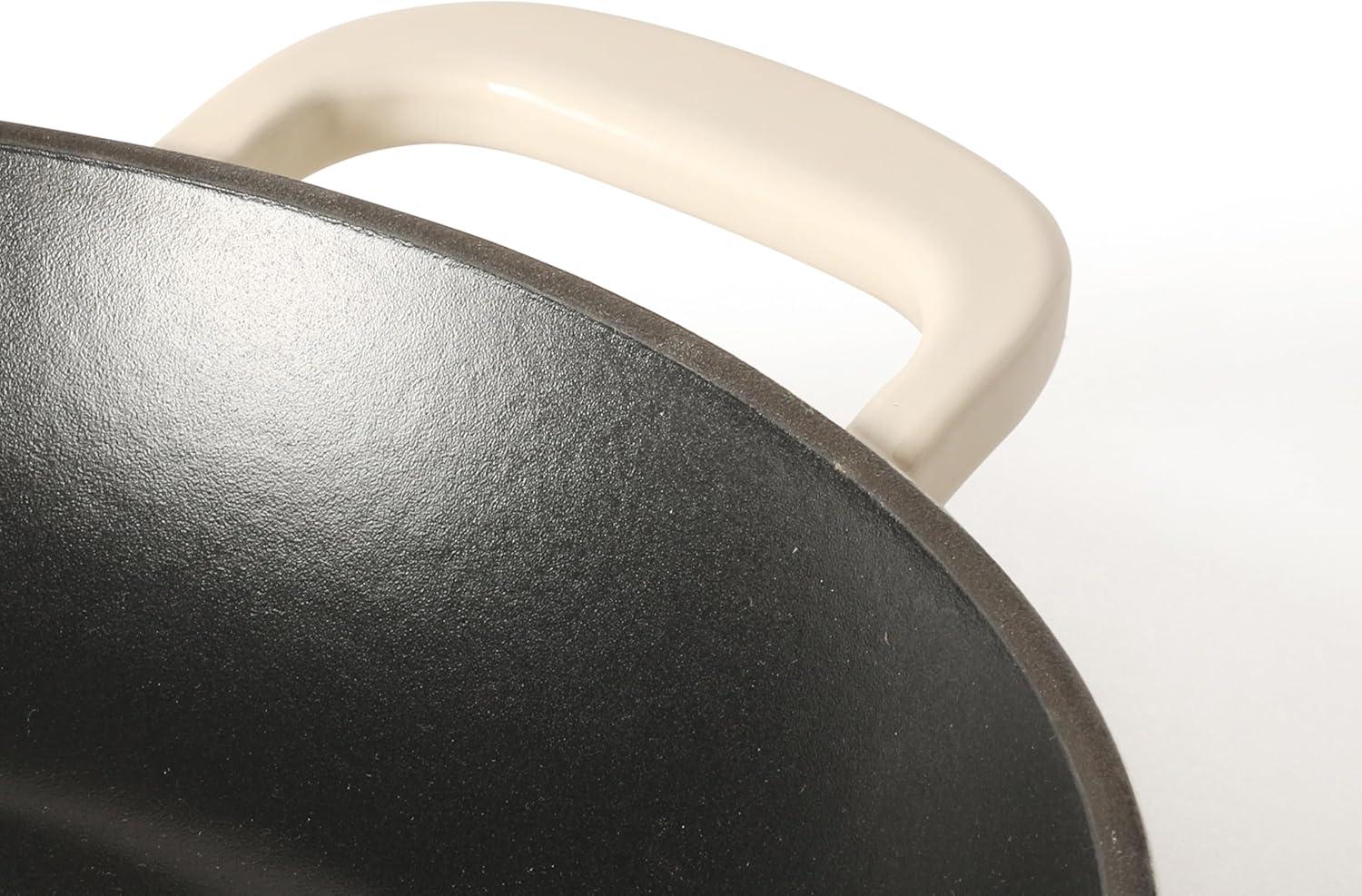 imageMartha Stewart Gatwick 12 Enameled Cast Iron Skillet PFASFree Classic Blue Exterior with Matte Black Enamel Interior Rust Resistant Oven SafeLinen White
