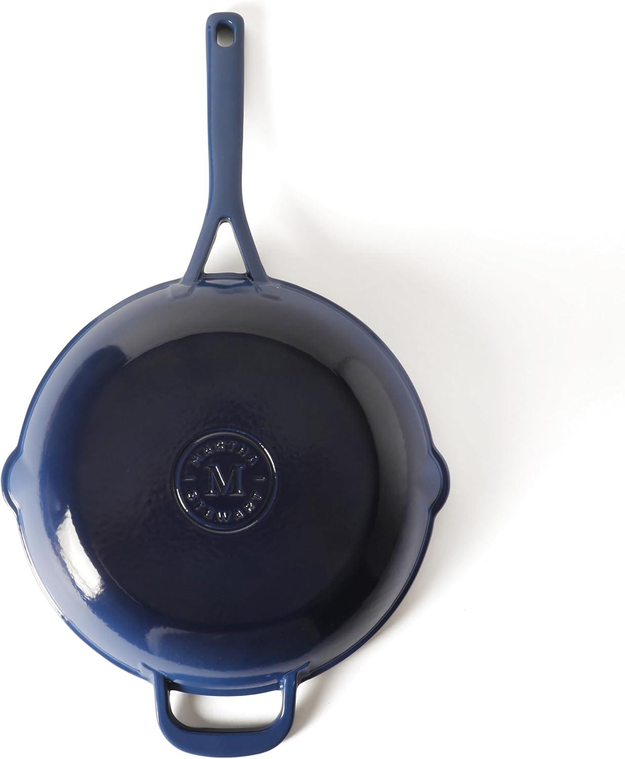 imageMartha Stewart Gatwick 12 Enameled Cast Iron Skillet PFASFree Classic Red Exterior with Matte Black Enamel Interior Rust Resistant Oven SafeClassic Blue