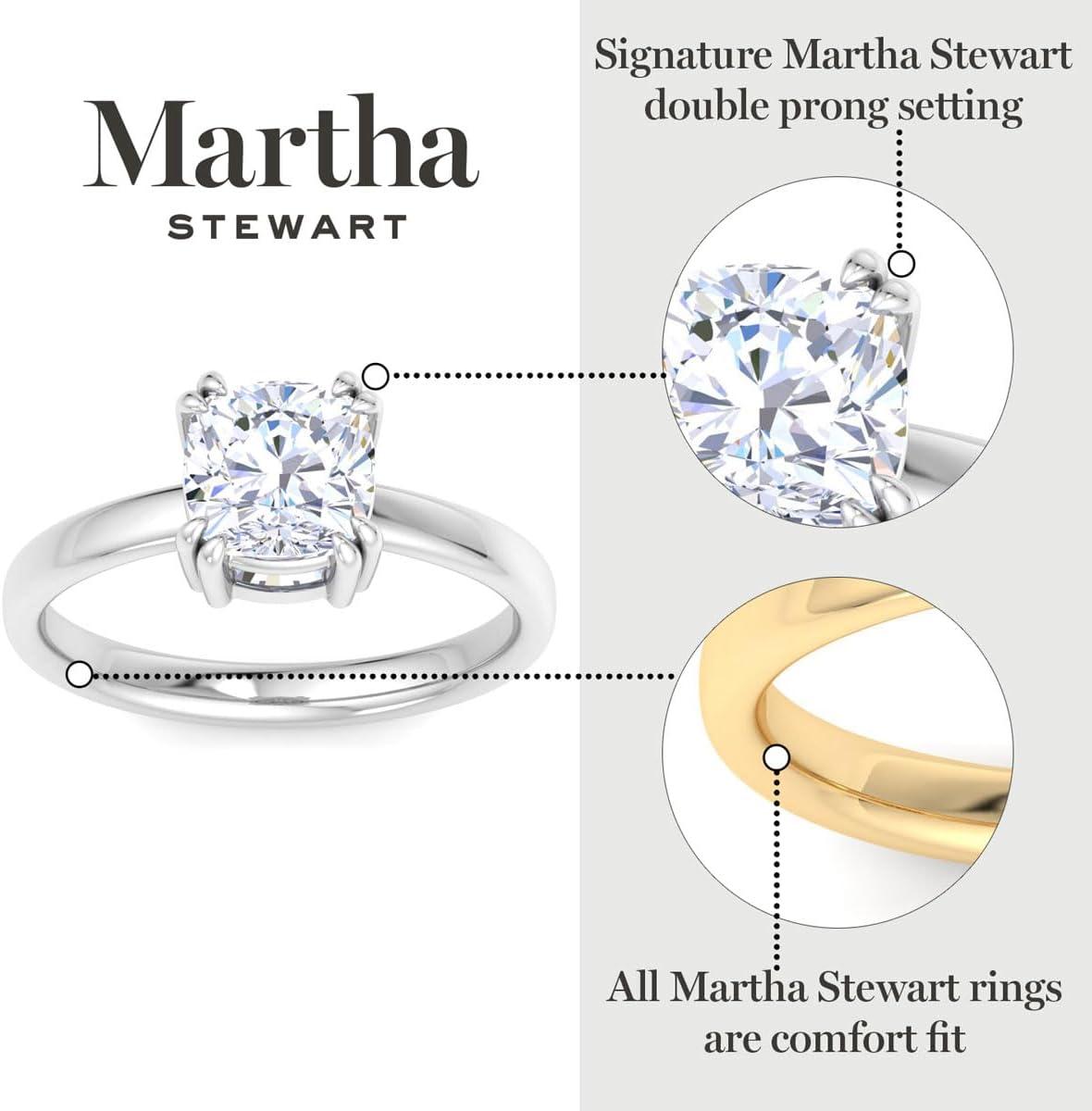imageMartha Stewart 2 Carat Cushion Cut Lab Grown Diamond Solitaire Engagement Ring In Sterling Silver