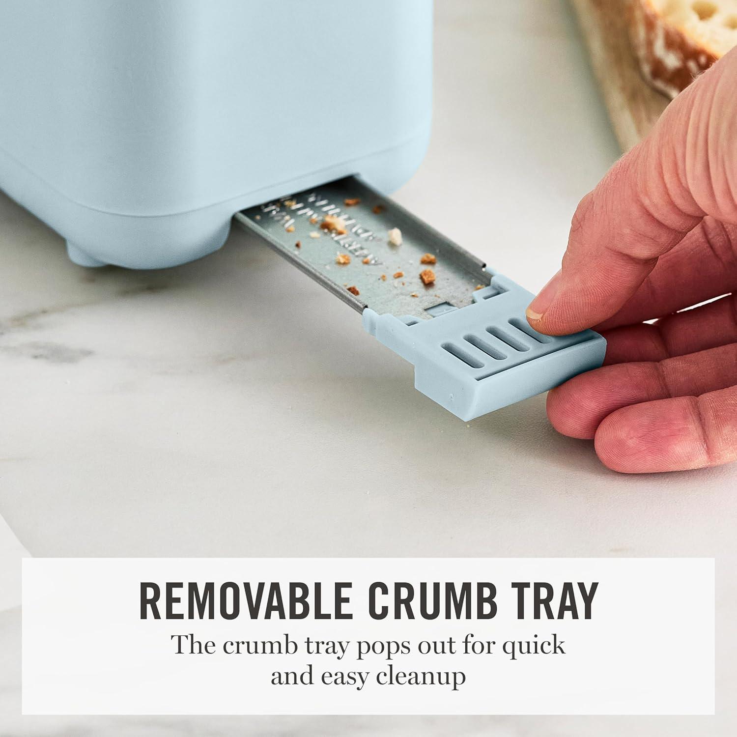 imageMartha Stewart 2 Slice Long Slot Toaster Extra Wide for Sourdough amp Bagels 10 Setting Shade Control Removable Crumb Tray SelfCentering Design DefrostReheat Cancel Slim SpaceSaving LinenSky Blue