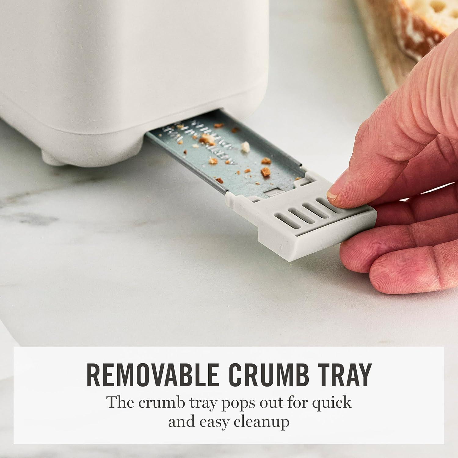 imageMartha Stewart 2 Slice Long Slot Toaster Extra Wide for Sourdough amp Bagels 10 Setting Shade Control Removable Crumb Tray SelfCentering Design DefrostReheat Cancel Slim SpaceSaving LinenLinen White