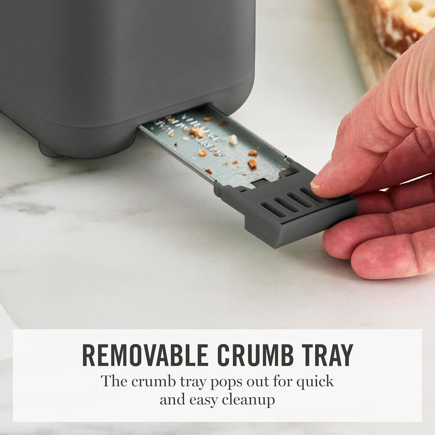 imageMartha Stewart 2 Slice Long Slot Toaster Extra Wide for Sourdough amp Bagels 10 Setting Shade Control Removable Crumb Tray SelfCentering Design DefrostReheat Cancel Slim SpaceSaving LinenCaviar Gray
