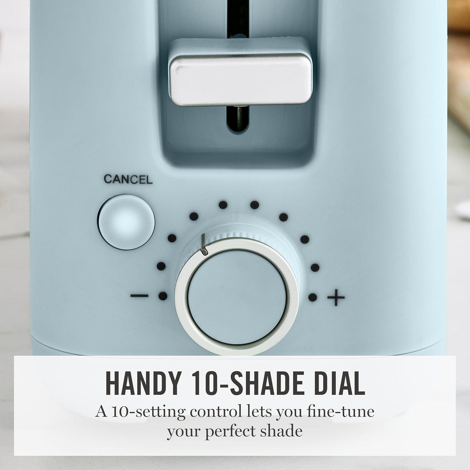 imageMartha Stewart 2 Slice Long Slot Toaster Extra Wide for Sourdough amp Bagels 10 Setting Shade Control Removable Crumb Tray SelfCentering Design DefrostReheat Cancel Slim SpaceSaving LinenSky Blue