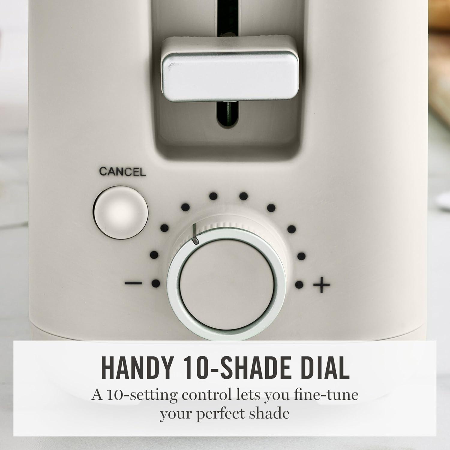 imageMartha Stewart 2 Slice Long Slot Toaster Extra Wide for Sourdough amp Bagels 10 Setting Shade Control Removable Crumb Tray SelfCentering Design DefrostReheat Cancel Slim SpaceSaving LinenLinen White