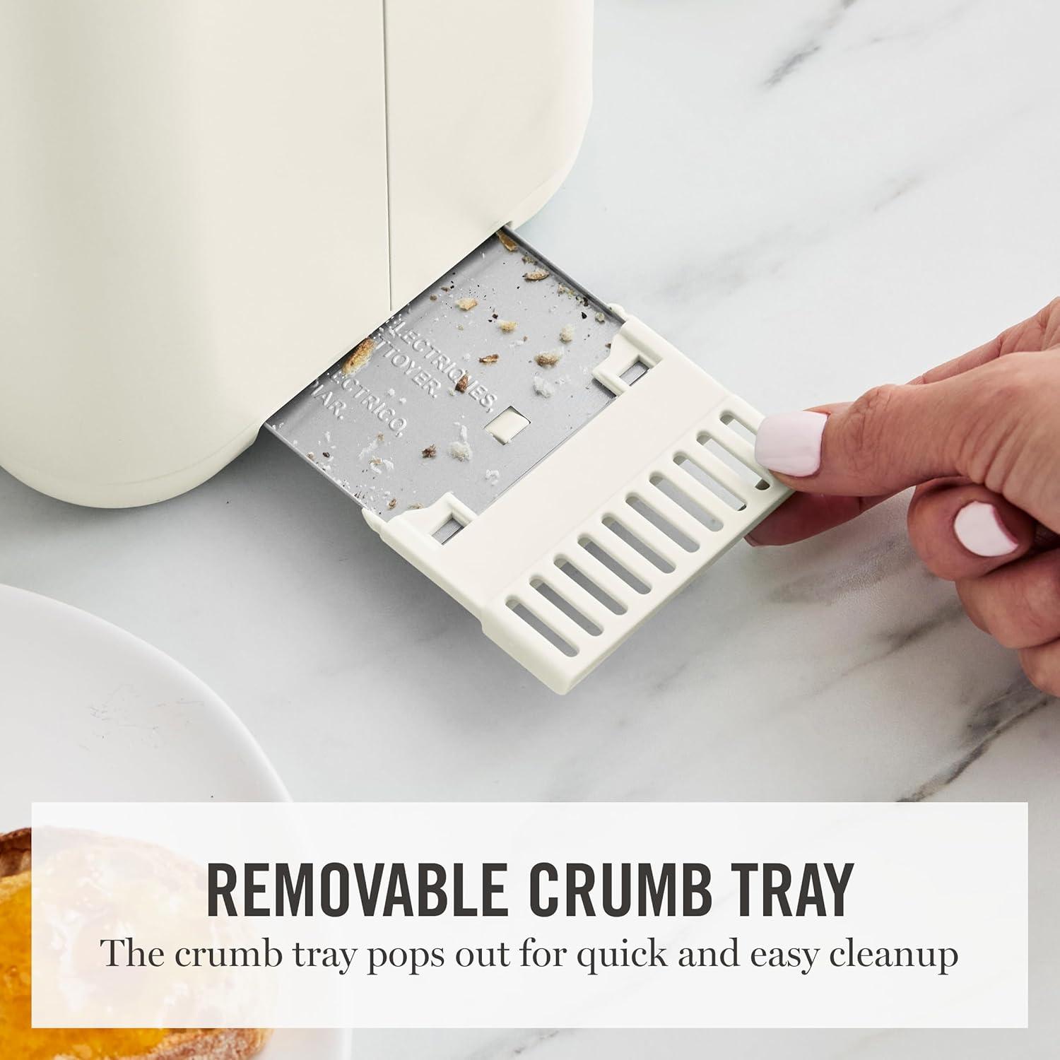 imageMartha Stewart 2 Slice Toaster 10 Shade Settings with Defrost Cancel Bagel amp GlutenFree ExtraWide SelfCentering Slots for Waffles amp Artisan Bread Removable Crumb Tray Cord Wrap Linen WhiteLinen White