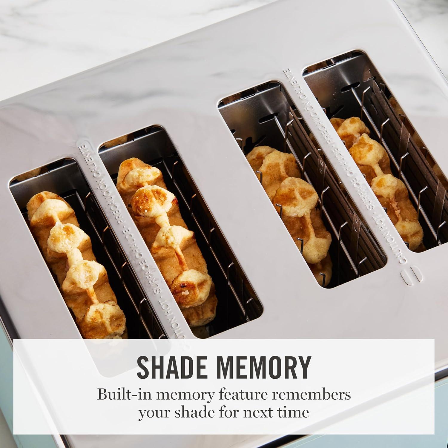 imageMartha Stewart 2 Slice Toaster 10 Shade Settings with Defrost Cancel Bagel amp GlutenFree ExtraWide SelfCentering Slots for Waffles amp Artisan Bread Removable Crumb Tray Cord Wrap Linen WhiteSky Blue