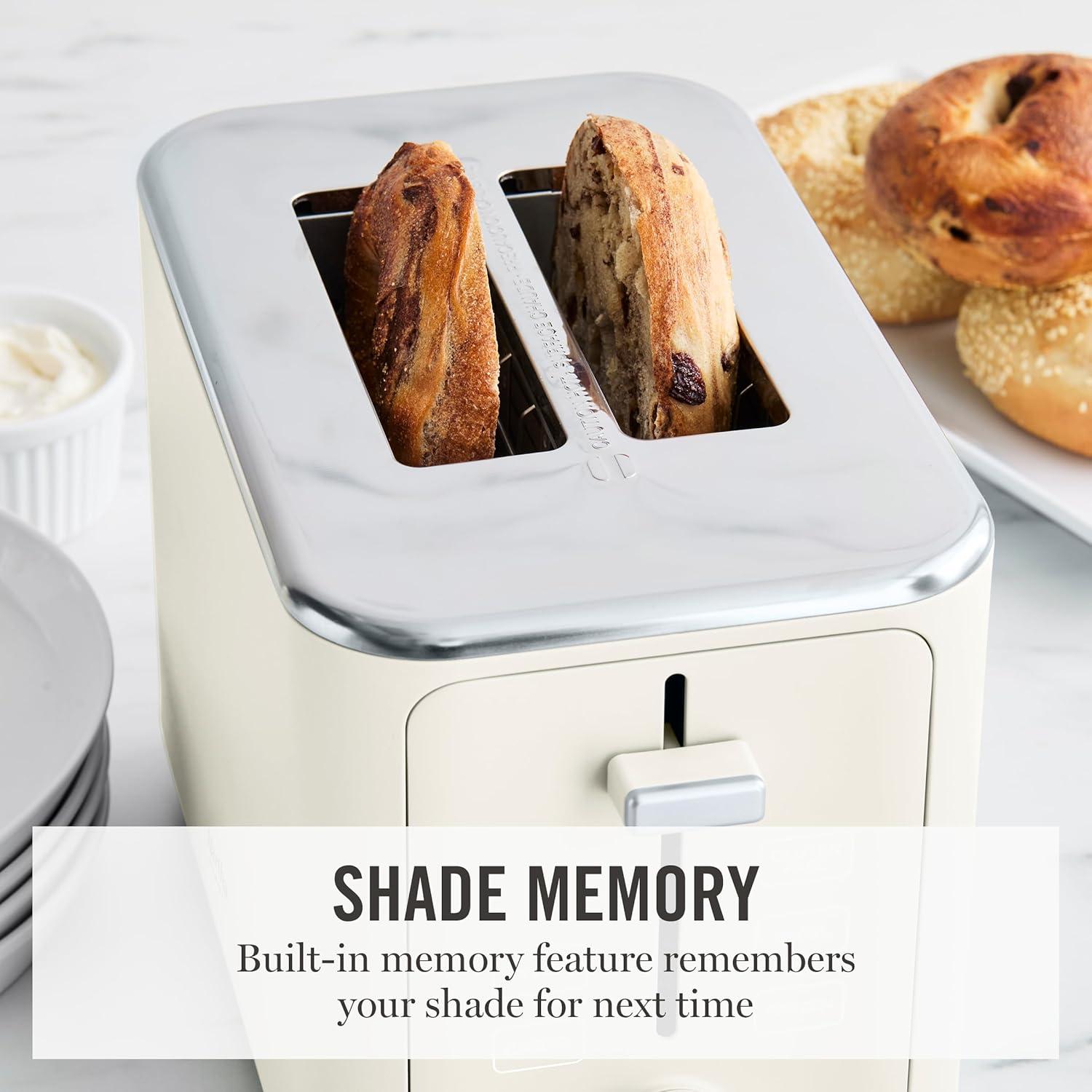 imageMartha Stewart 2 Slice Toaster 10 Shade Settings with Defrost Cancel Bagel amp GlutenFree ExtraWide SelfCentering Slots for Waffles amp Artisan Bread Removable Crumb Tray Cord Wrap Linen WhiteLinen White