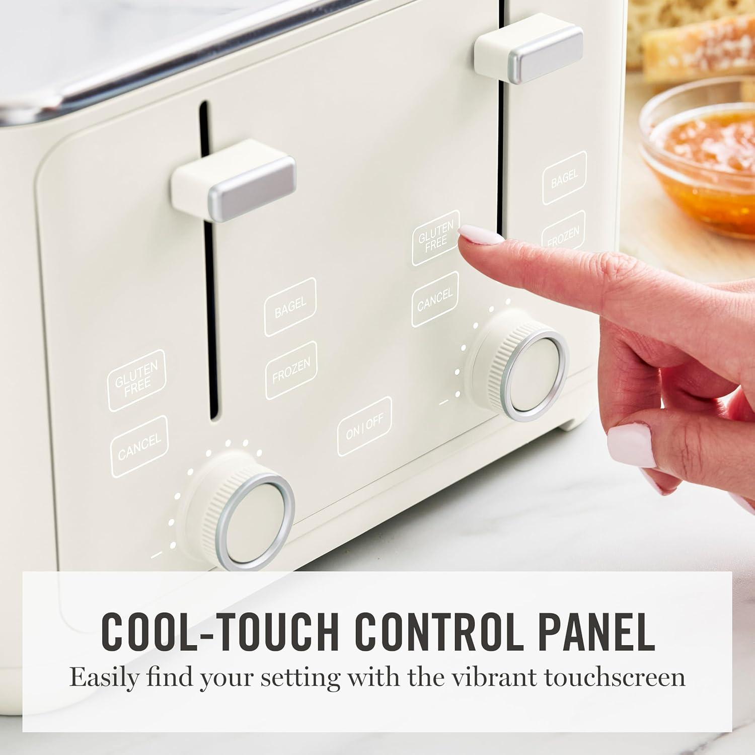 imageMartha Stewart 2 Slice Toaster 10 Shade Settings with Defrost Cancel Bagel amp GlutenFree ExtraWide SelfCentering Slots for Waffles amp Artisan Bread Removable Crumb Tray Cord Wrap Linen WhiteLinen White