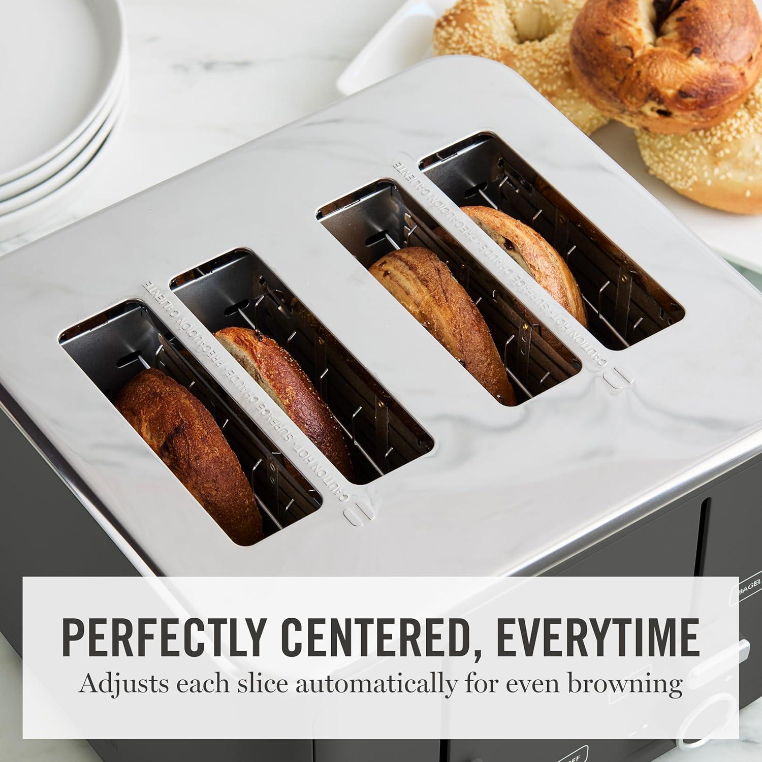 imageMartha Stewart 2 Slice Toaster 10 Shade Settings with Defrost Cancel Bagel amp GlutenFree ExtraWide SelfCentering Slots for Waffles amp Artisan Bread Removable Crumb Tray Cord Wrap Linen WhiteCaviar Gray