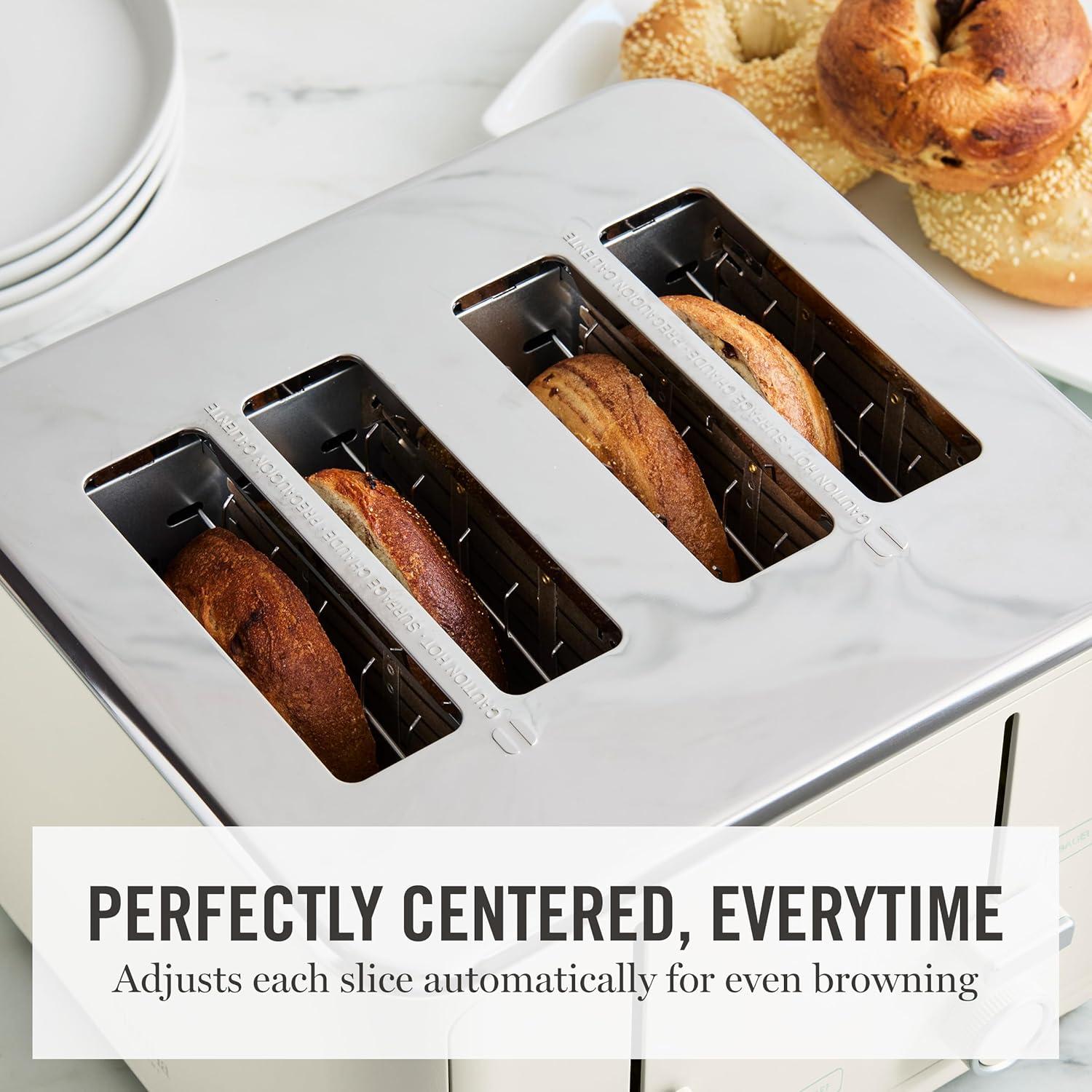 imageMartha Stewart 2 Slice Toaster 10 Shade Settings with Defrost Cancel Bagel amp GlutenFree ExtraWide SelfCentering Slots for Waffles amp Artisan Bread Removable Crumb Tray Cord Wrap Linen WhiteLinen White