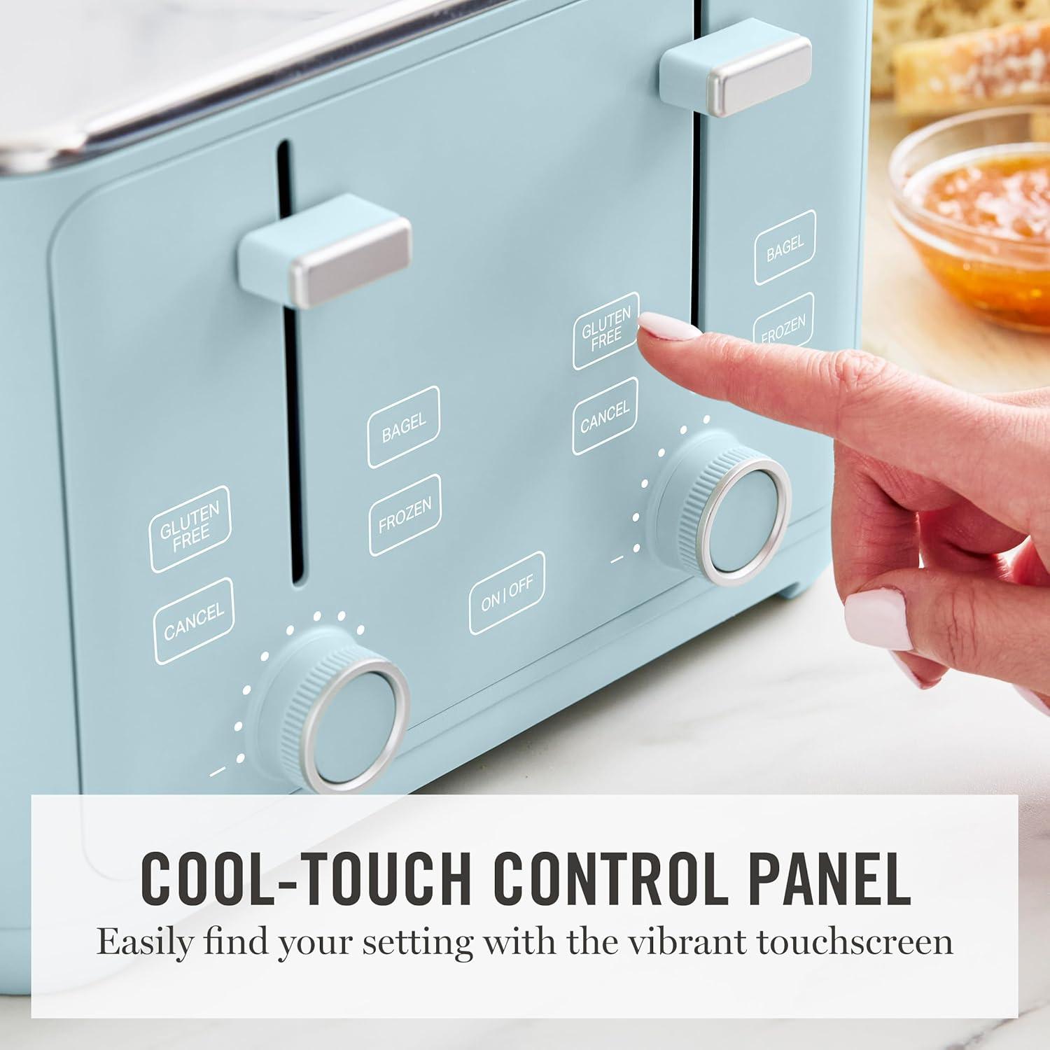 imageMartha Stewart 2 Slice Toaster 10 Shade Settings with Defrost Cancel Bagel amp GlutenFree ExtraWide SelfCentering Slots for Waffles amp Artisan Bread Removable Crumb Tray Cord Wrap Linen WhiteSky Blue
