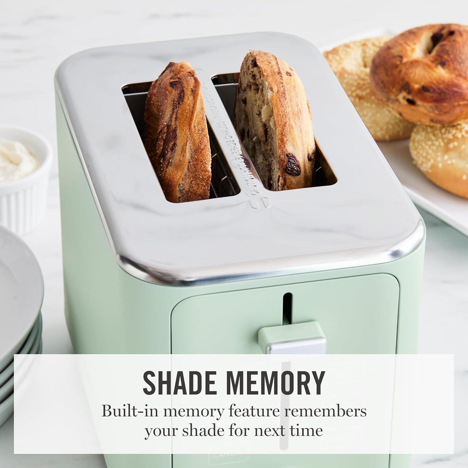 imageMartha Stewart 2 Slice Toaster 10 Shade Settings with Defrost Cancel Bagel amp GlutenFree ExtraWide SelfCentering Slots for Waffles amp Artisan Bread Removable Crumb Tray Cord Wrap Linen WhiteHoneydew Green