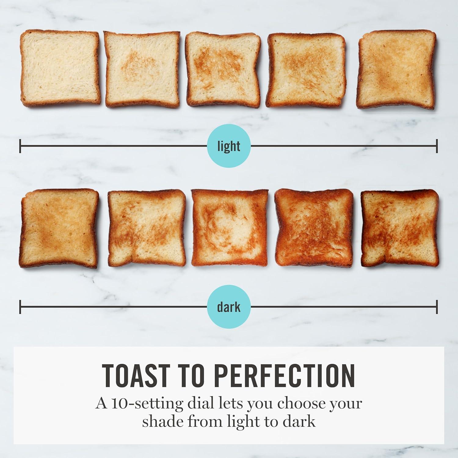 imageMartha Stewart 2 Slice Toaster 10 Shade Settings with Defrost Cancel Bagel amp GlutenFree ExtraWide SelfCentering Slots for Waffles amp Artisan Bread Removable Crumb Tray Cord Wrap Linen WhiteCaviar Gray
