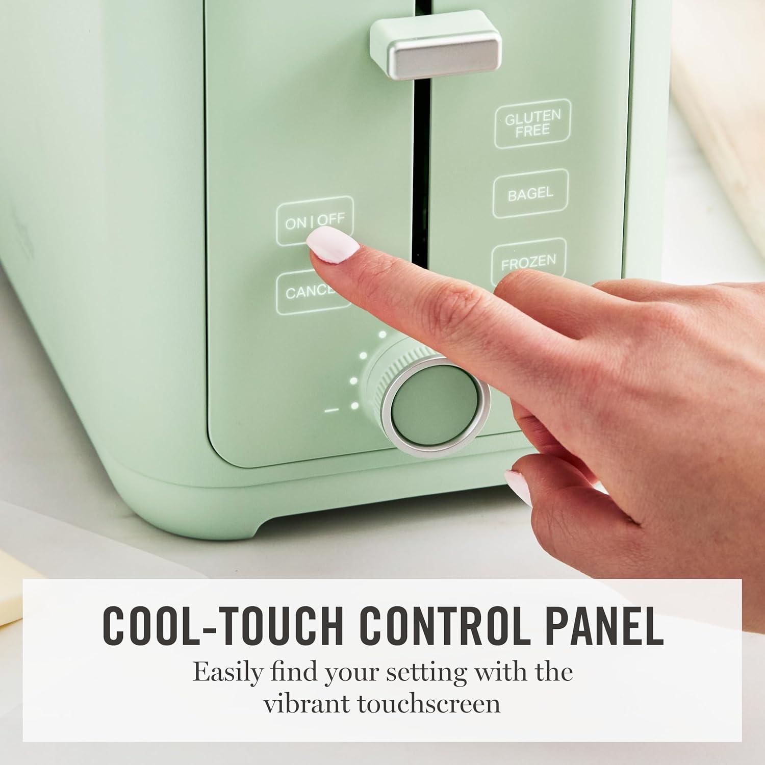 imageMartha Stewart 2 Slice Toaster 10 Shade Settings with Defrost Cancel Bagel amp GlutenFree ExtraWide SelfCentering Slots for Waffles amp Artisan Bread Removable Crumb Tray Cord Wrap Linen WhiteHoneydew Green