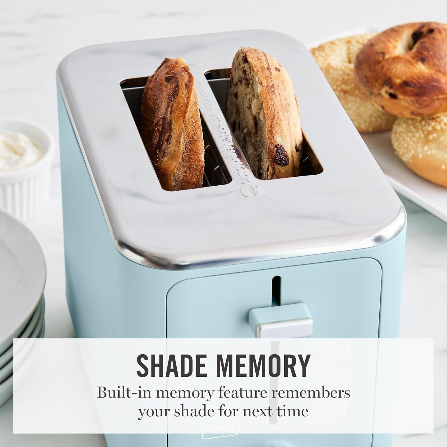 imageMartha Stewart 2 Slice Toaster 10 Shade Settings with Defrost Cancel Bagel amp GlutenFree ExtraWide SelfCentering Slots for Waffles amp Artisan Bread Removable Crumb Tray Cord Wrap Linen WhiteSky Blue