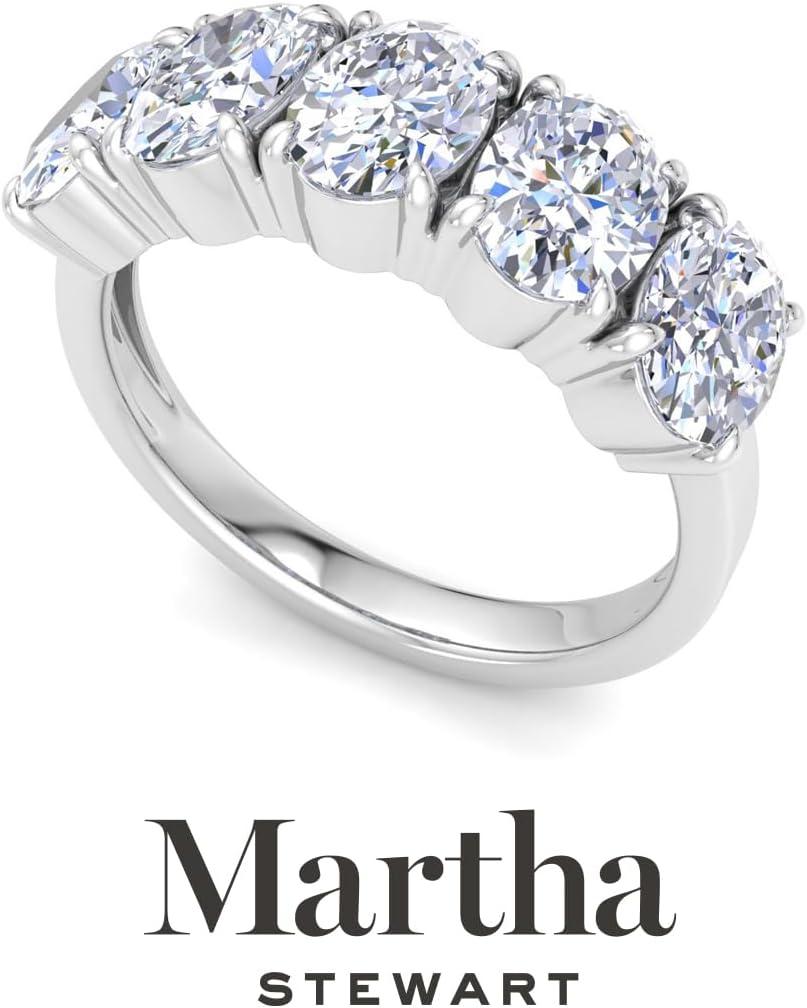 imageMartha Stewart 3 Carat Oval Shape Lab Grown Diamond Five Stone Engagement Ring In Sterling Silver