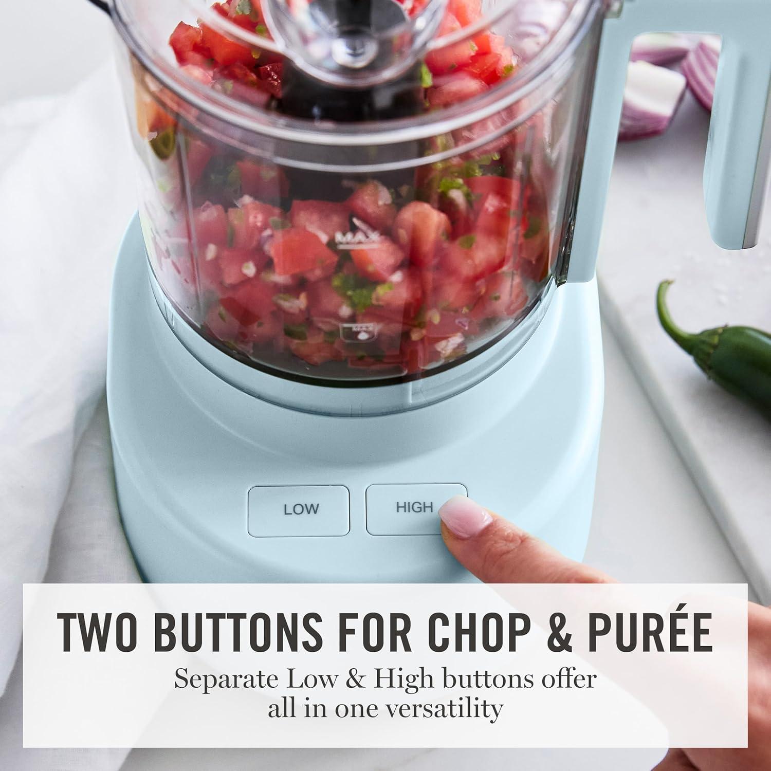 imageMartha Stewart 3 Cup Electric Food Chopper Vegetable amp Herb Mini Food Processor 24oz BPAFree Bowl Stainless Steel Blades Pour Spout Dicing Mincing Chop amp Puree Dishwasher Safe LinenSky Blue