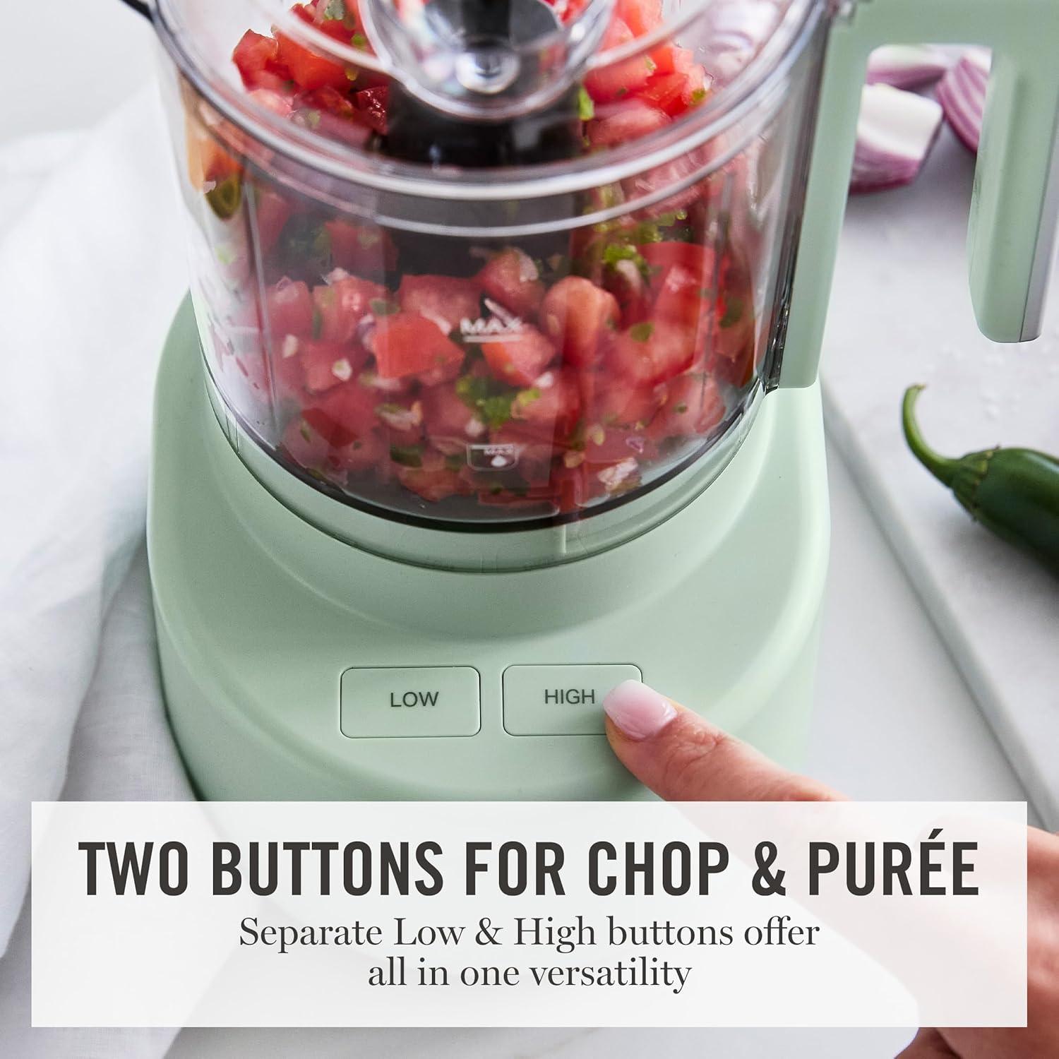 imageMartha Stewart 3 Cup Electric Food Chopper Vegetable amp Herb Mini Food Processor 24oz BPAFree Bowl Stainless Steel Blades Pour Spout Dicing Mincing Chop amp Puree Dishwasher Safe LinenHoneydew Green