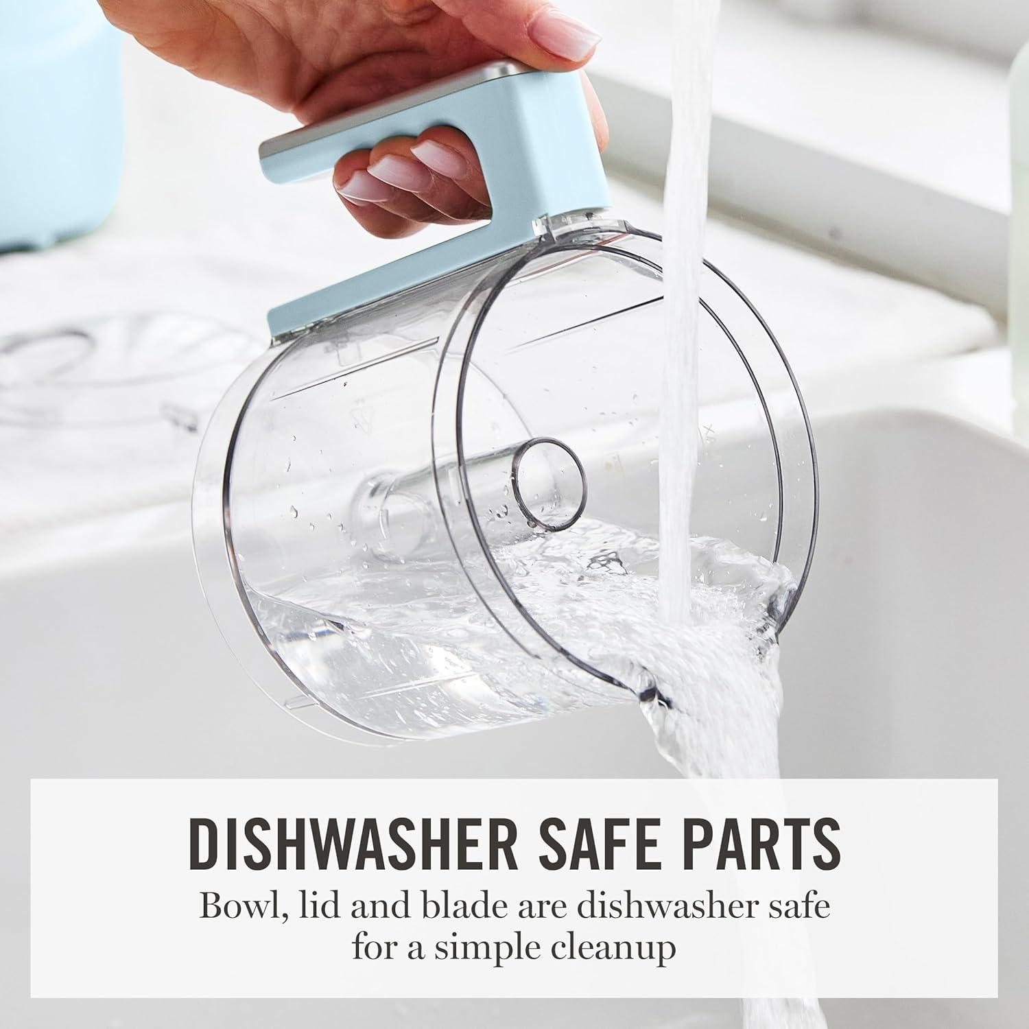 imageMartha Stewart 3 Cup Electric Food Chopper Vegetable amp Herb Mini Food Processor 24oz BPAFree Bowl Stainless Steel Blades Pour Spout Dicing Mincing Chop amp Puree Dishwasher Safe LinenSky Blue