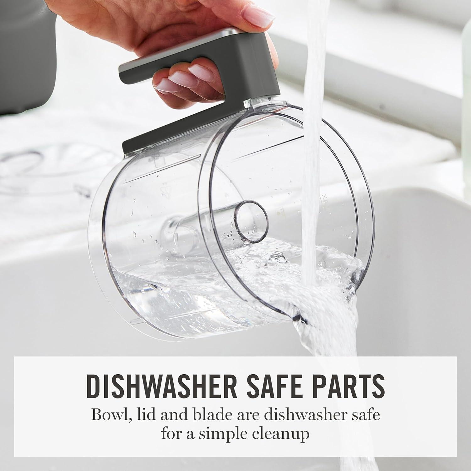 imageMartha Stewart 3 Cup Electric Food Chopper Vegetable amp Herb Mini Food Processor 24oz BPAFree Bowl Stainless Steel Blades Pour Spout Dicing Mincing Chop amp Puree Dishwasher Safe LinenCaviar Gray