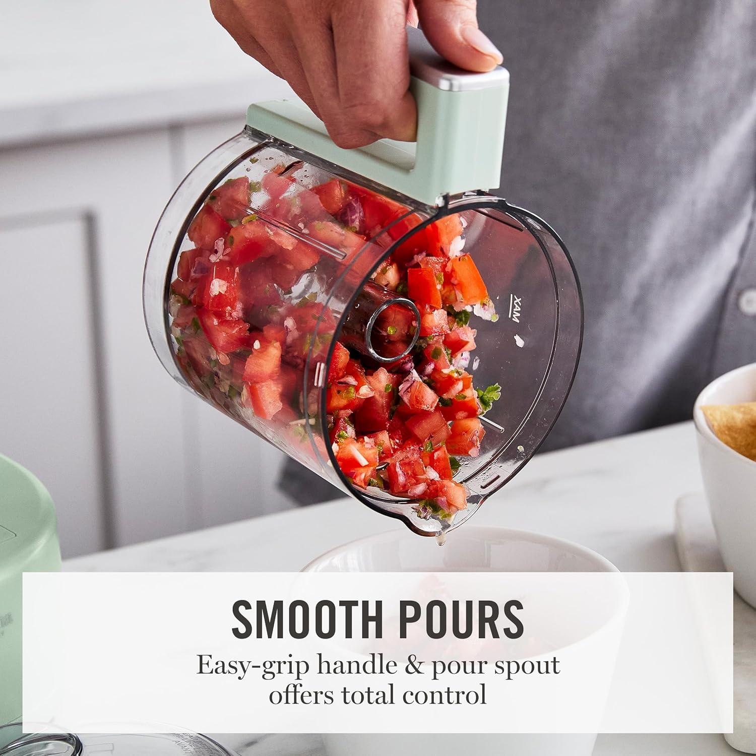 imageMartha Stewart 3 Cup Electric Food Chopper Vegetable amp Herb Mini Food Processor 24oz BPAFree Bowl Stainless Steel Blades Pour Spout Dicing Mincing Chop amp Puree Dishwasher Safe LinenHoneydew Green