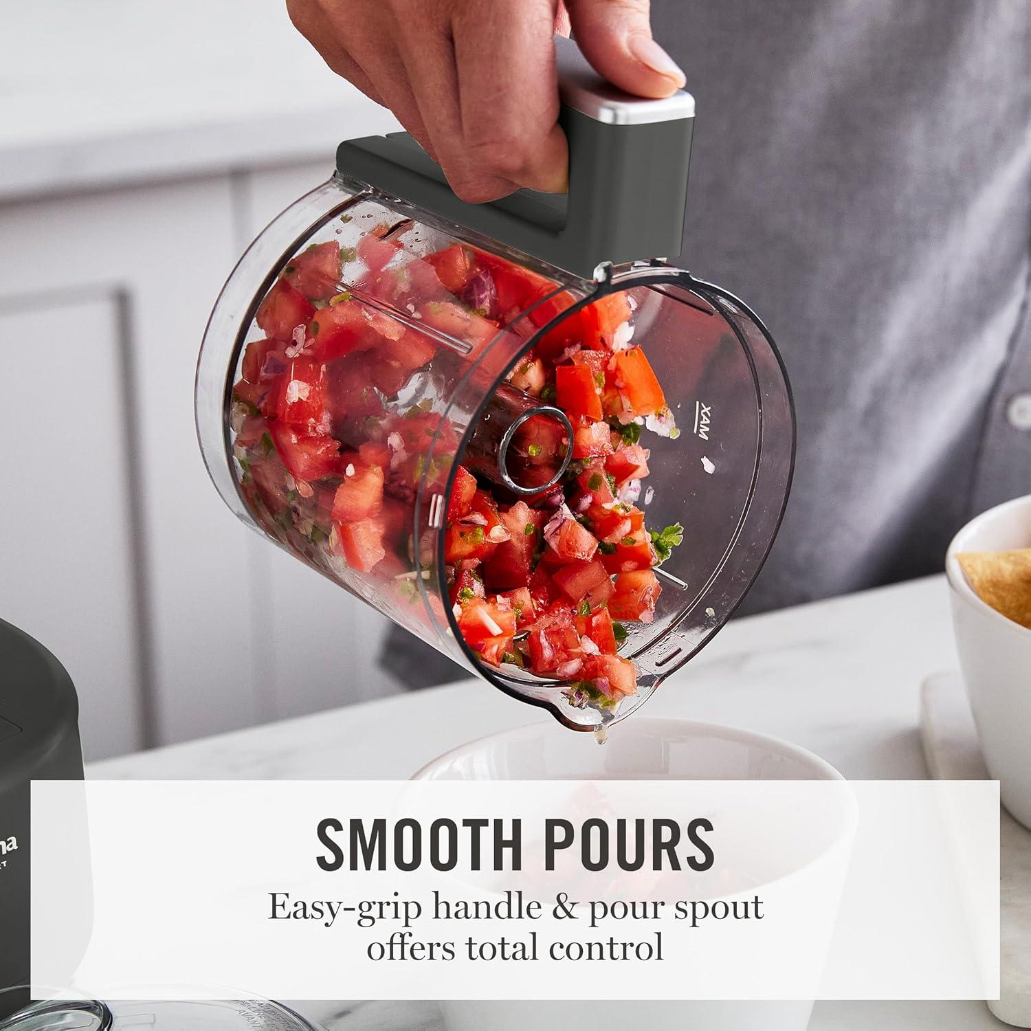 imageMartha Stewart 3 Cup Electric Food Chopper Vegetable amp Herb Mini Food Processor 24oz BPAFree Bowl Stainless Steel Blades Pour Spout Dicing Mincing Chop amp Puree Dishwasher Safe LinenCaviar Gray