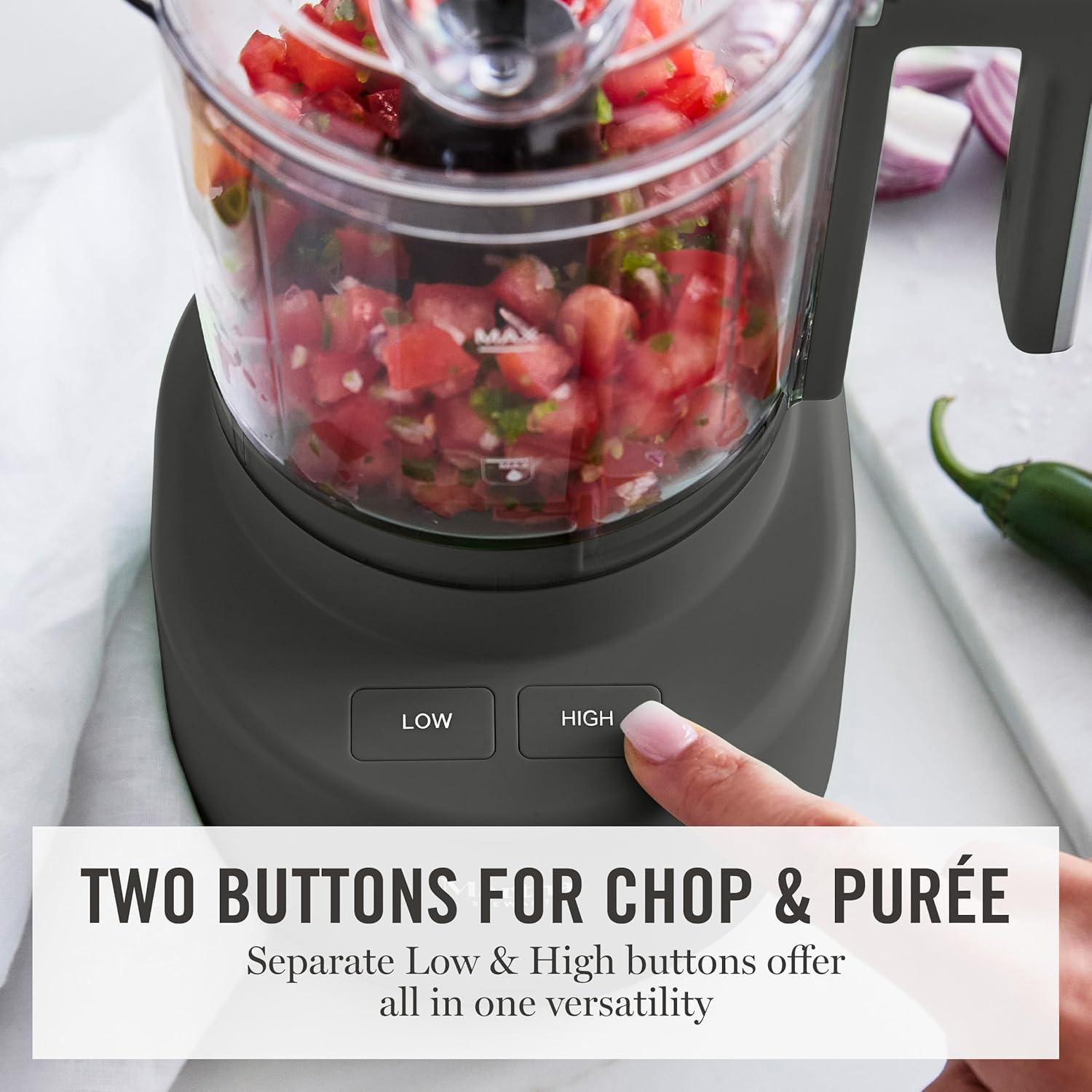 imageMartha Stewart 3 Cup Electric Food Chopper Vegetable amp Herb Mini Food Processor 24oz BPAFree Bowl Stainless Steel Blades Pour Spout Dicing Mincing Chop amp Puree Dishwasher Safe LinenCaviar Gray