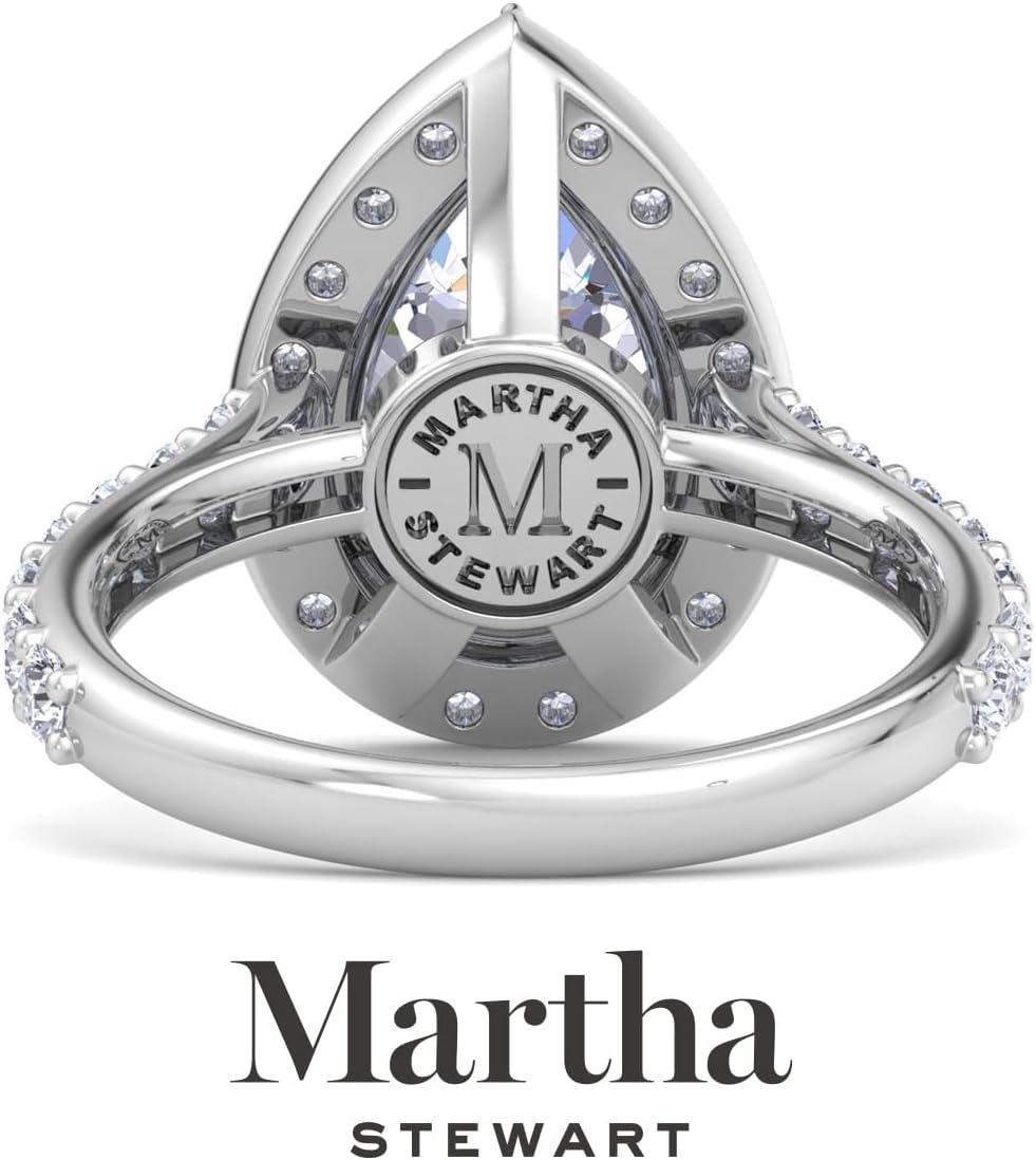 imageMartha Stewart 4 Carat Pear Shape Lab Grown Diamond Halo Engagement Ring In Sterling Silver