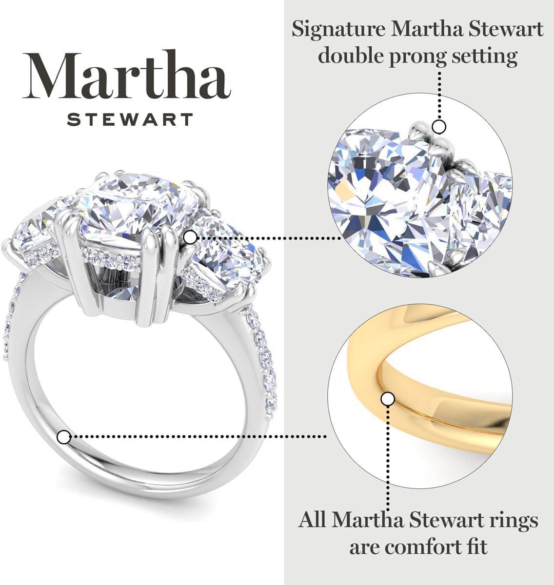 imageMartha Stewart 5 12 Carat Cushion Cut Lab Grown Diamond Three Stone Plus Engagement Ring In Sterling Silver