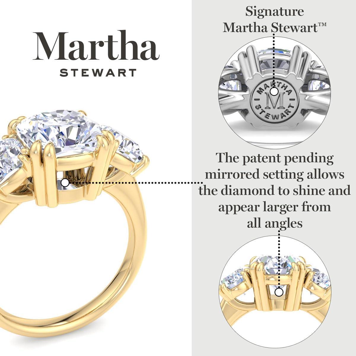 imageMartha Stewart 5 12 Carat Cushion Cut Lab Grown Diamond Three Stone Plus Engagement Ring In Sterling Silver