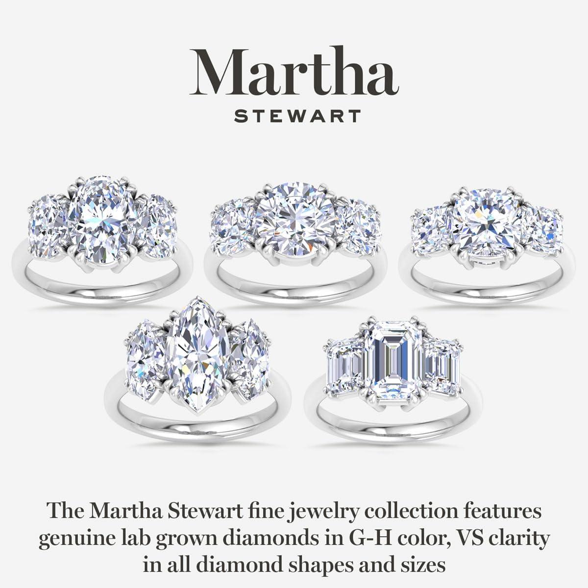 imageMartha Stewart 5 Carat Marquise Shape Lab Grown Diamond Three Stone Engagement Ring In Sterling Silver