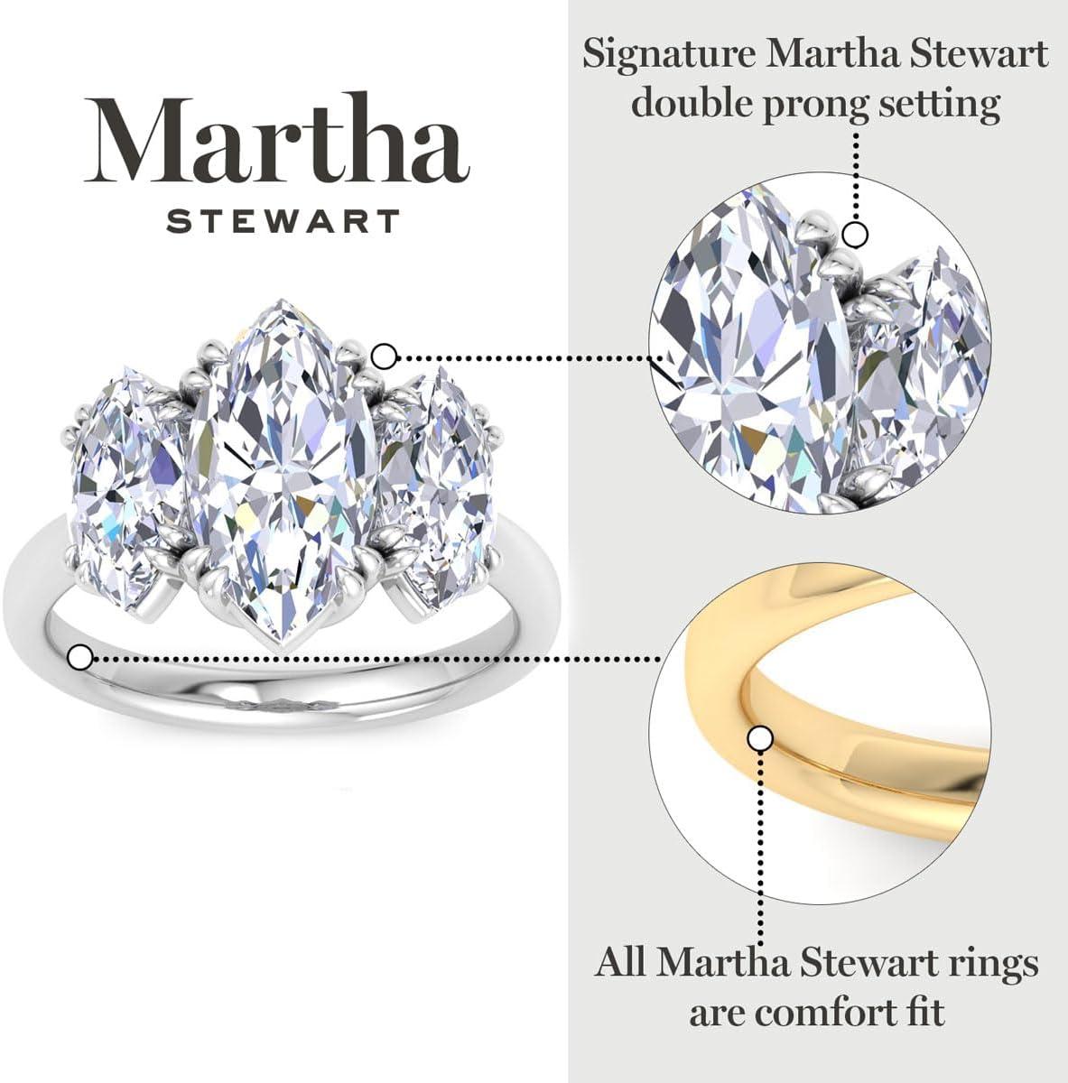 imageMartha Stewart 5 Carat Marquise Shape Lab Grown Diamond Three Stone Engagement Ring In Sterling Silver