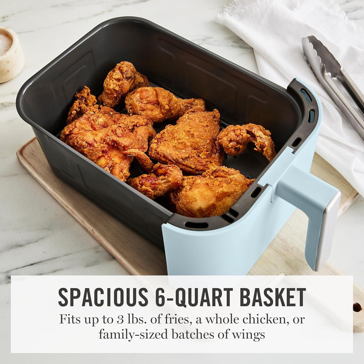 imageMartha Stewart 6QT Air Fryer 6in1 Bake Broil Roast Air Fry Dehydrate Reheat Ceramic NonStick Basket Crispy Results Fast 400F Max Temp Shake Reminder Auto ShutOff Linen CreamSky Blue