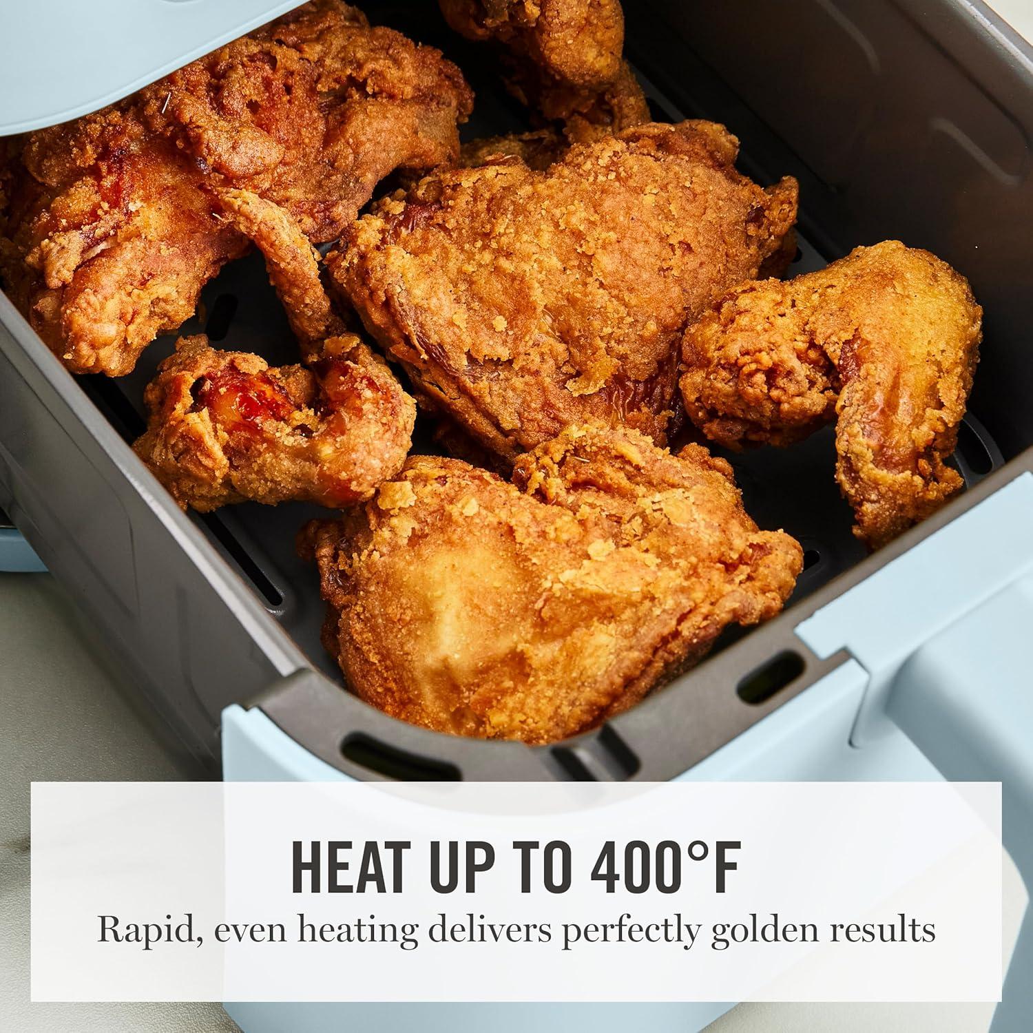 imageMartha Stewart 6QT Air Fryer 6in1 Bake Broil Roast Air Fry Dehydrate Reheat Ceramic NonStick Basket Crispy Results Fast 400F Max Temp Shake Reminder Auto ShutOff Linen CreamSky Blue