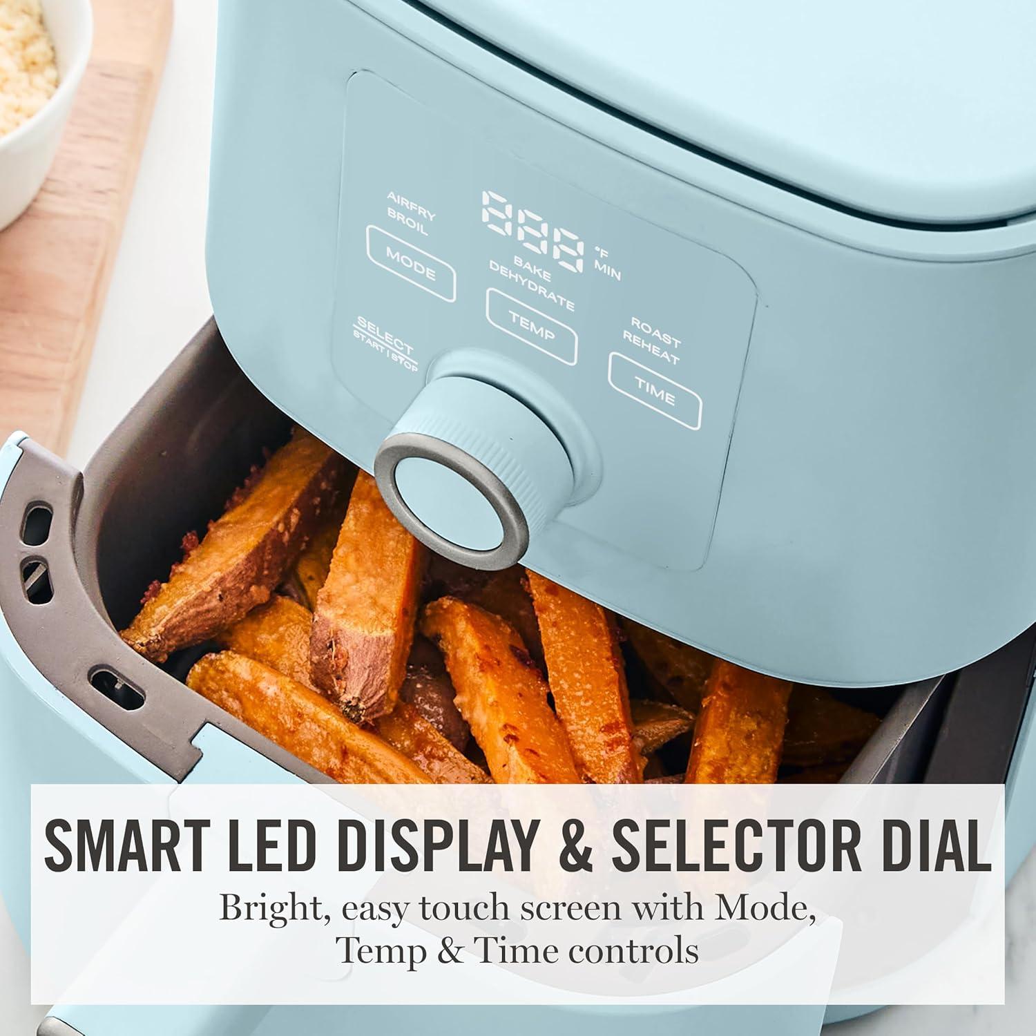 imageMartha Stewart 6QT Air Fryer 6in1 Bake Broil Roast Air Fry Dehydrate Reheat Ceramic NonStick Basket Crispy Results Fast 400F Max Temp Shake Reminder Auto ShutOff Linen CreamSky Blue