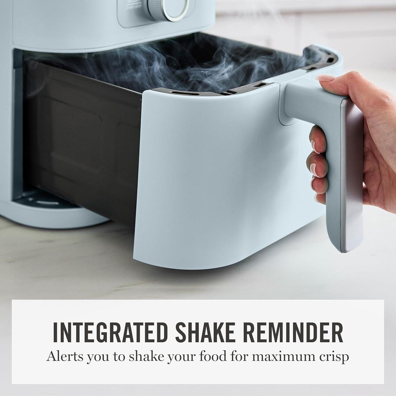 imageMartha Stewart 6QT Air Fryer 6in1 Bake Broil Roast Air Fry Dehydrate Reheat Ceramic NonStick Basket Crispy Results Fast 400F Max Temp Shake Reminder Auto ShutOff Linen CreamSky Blue